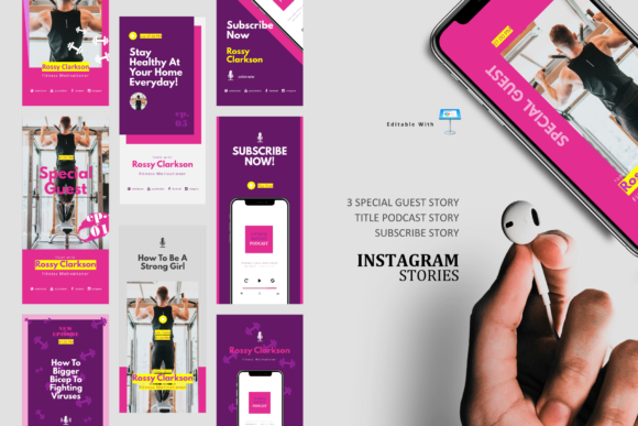 Download Fitness Podcast Ig Stories &amp; Post Keynot - Premium Bundle